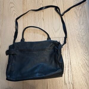 Elegant Black Leather Laptop Bag for Women